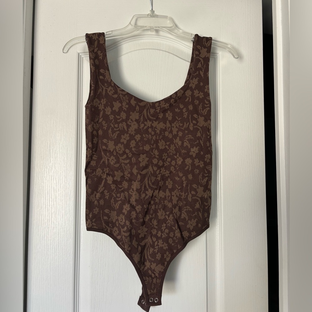 Free People Floral Chocolate Bodysuit